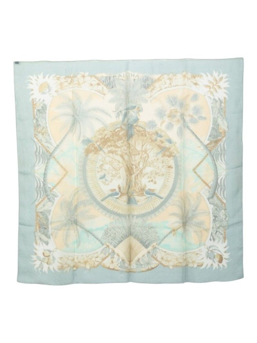 Hermes Carre 90 Aloha Scarf Blue Multicolor Silk